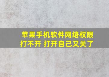 苹果手机软件网络权限打不开 打开自己又关了